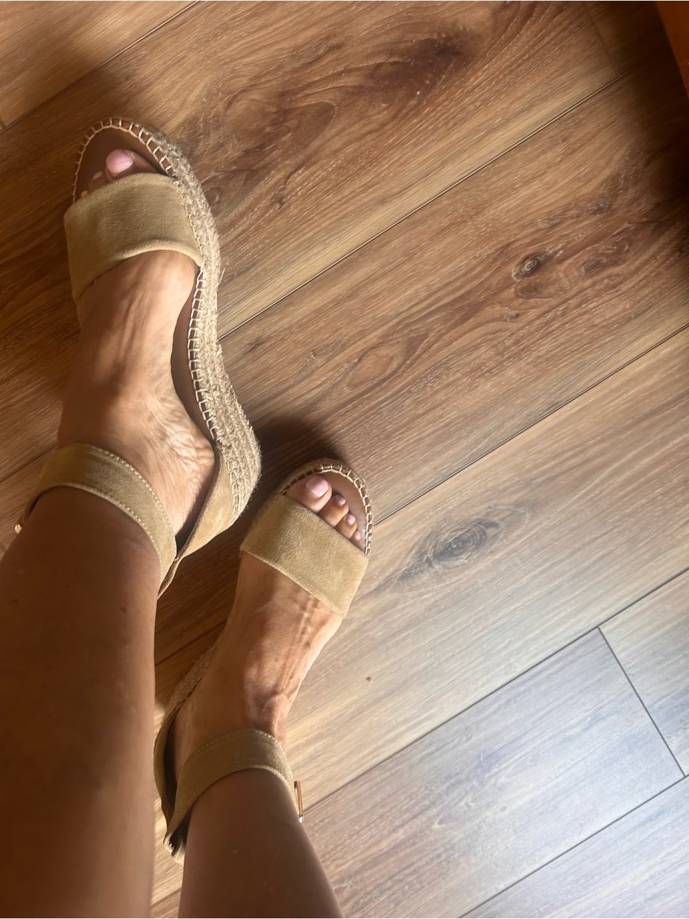 Franco Sarto Tan Suede Espadrille Ankle-Strap Sandals - Picture 2 of 8